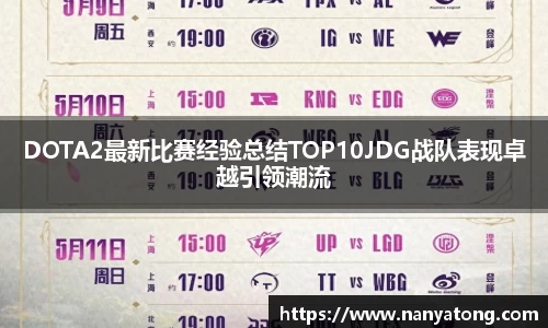 DOTA2最新比赛经验总结TOP10JDG战队表现卓越引领潮流